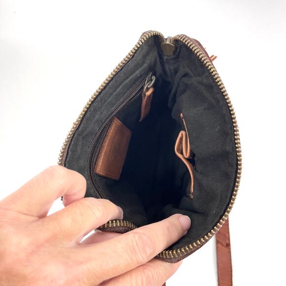 Harbour 2nd Taliza Crossbody Leather Bag Cognac Brown Rustic Washed Cowhide Boho - Picture 9 of 12